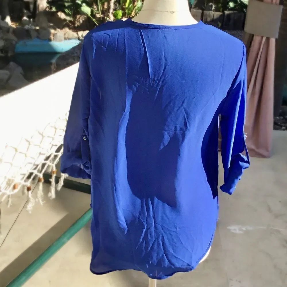 CHIFFON BLOUSE SIZE M WITH MK ZIPPER - Picture 2 of 4